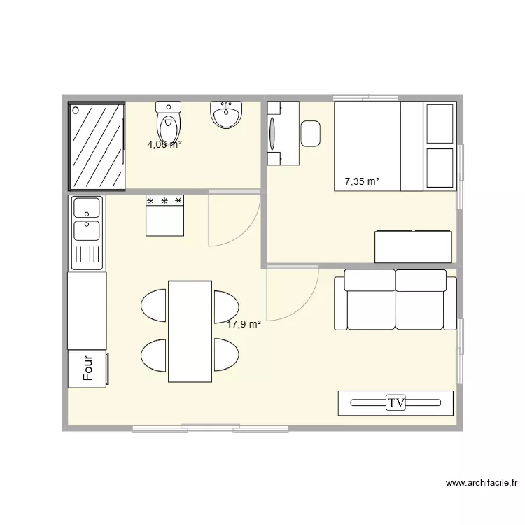 chantier trois bungalow 30m2. Plan de 