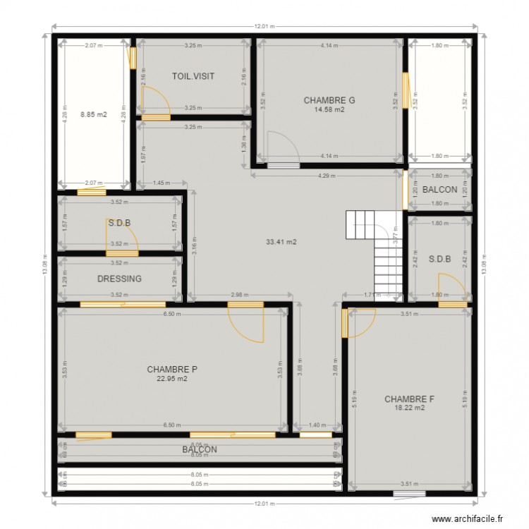 SICAP MBAO VILLENEUVE ETAGE. Plan de 13 pièces et 139 m2