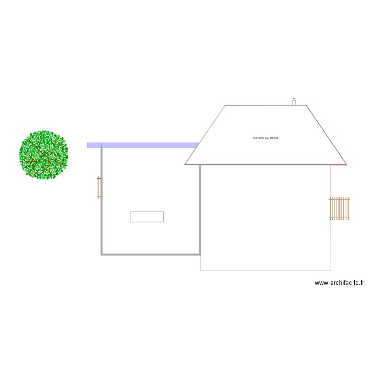 Vue côté manège chevaux. Plan de 2 pièces et 58 m2