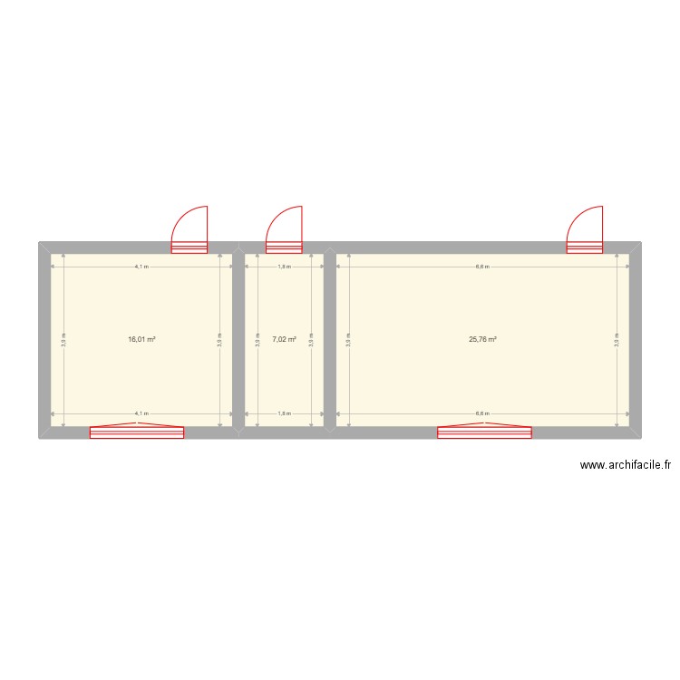 Mairie Saint Barthélémy . Plan de 3 pièces et 49 m2