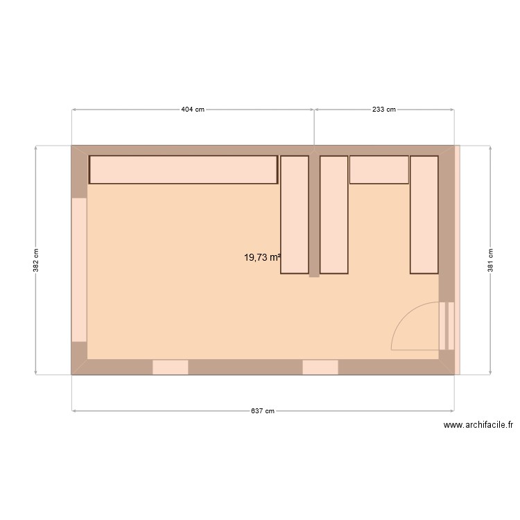 garage. Plan de 1 pièce et 20 m2