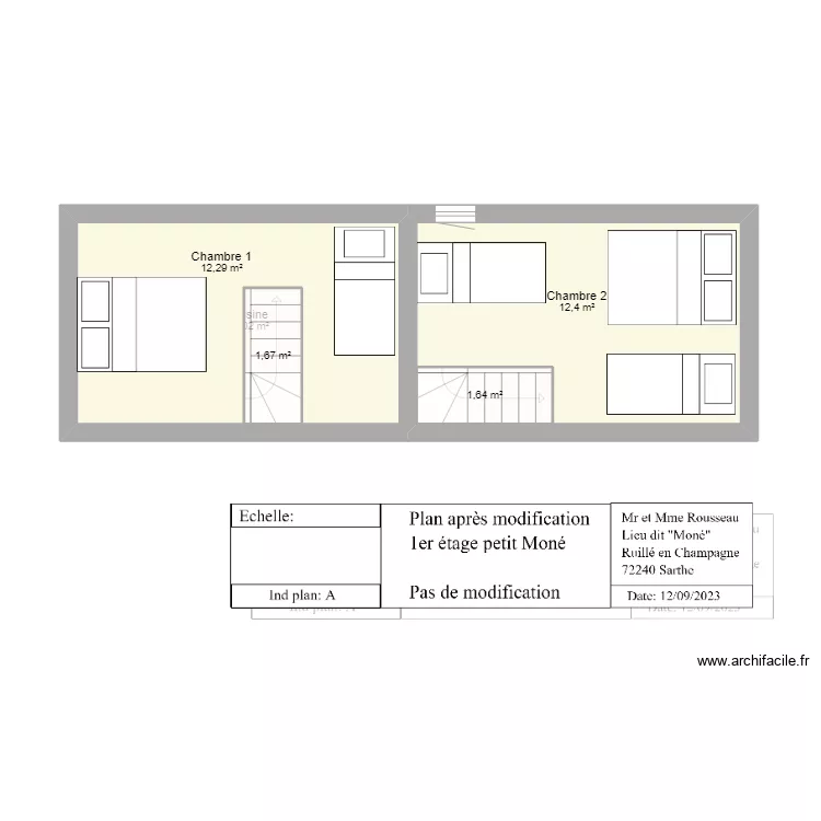 1er étage gite petit Moné après nouvel aménagement. Plan de 1er étage gite petit Moné après nouvel aménagement. Plan de