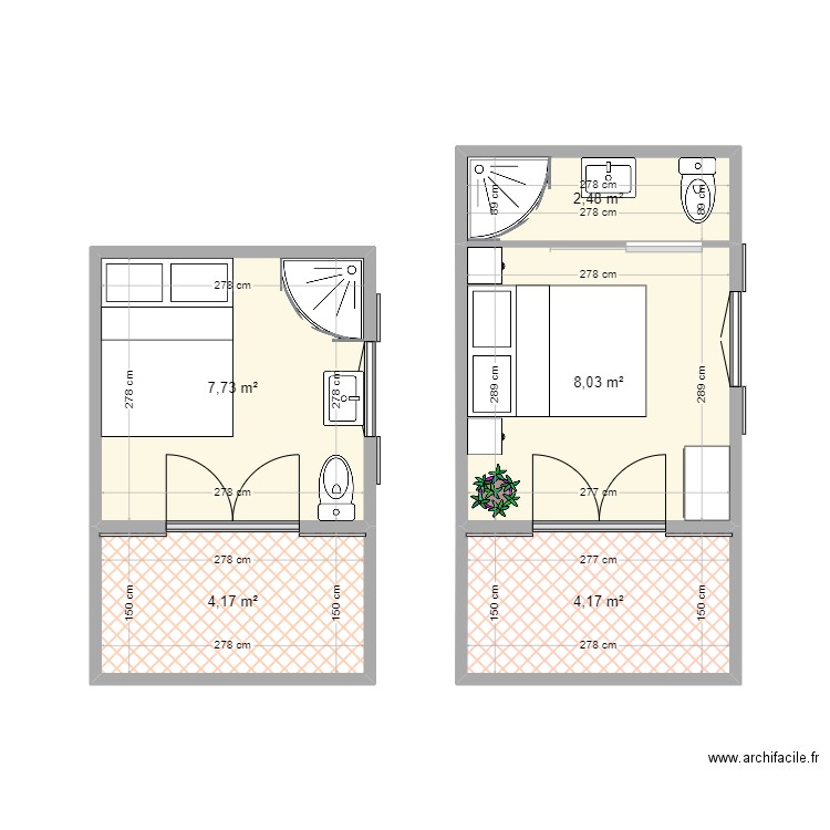 LILLE 2. Plan de 5 pièces et 27 m2