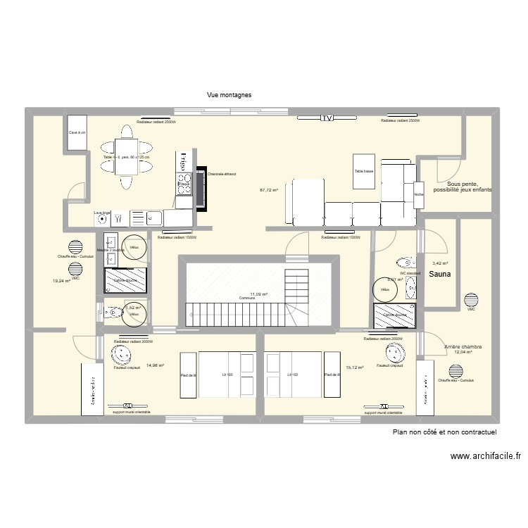 FR 3ème étage. Plan de 14 pièces et 149 m2