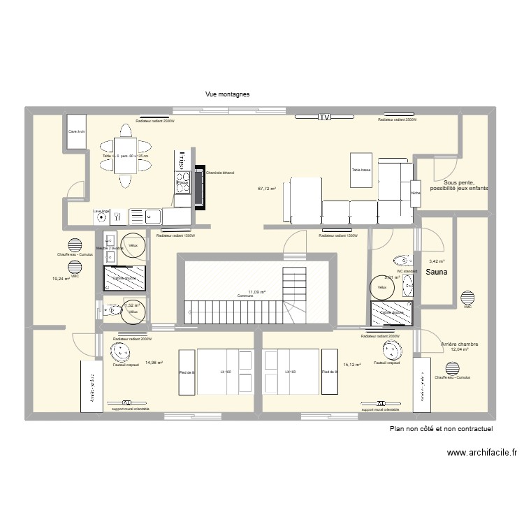 FR 3ème étage. Plan de 13 pièces et 150 m2