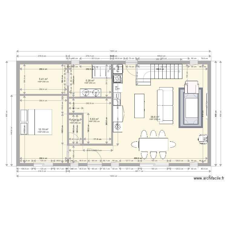 Marcq 78  avec escalier côté technique. Plan de 0 pièce et 0 m2