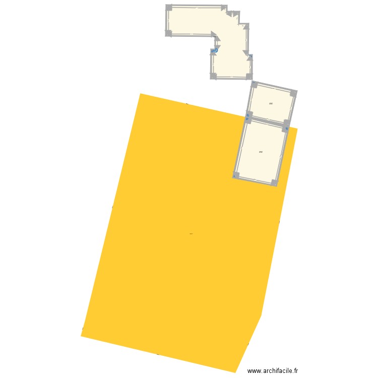 extention. Plan de 3 pièces et 302 m2