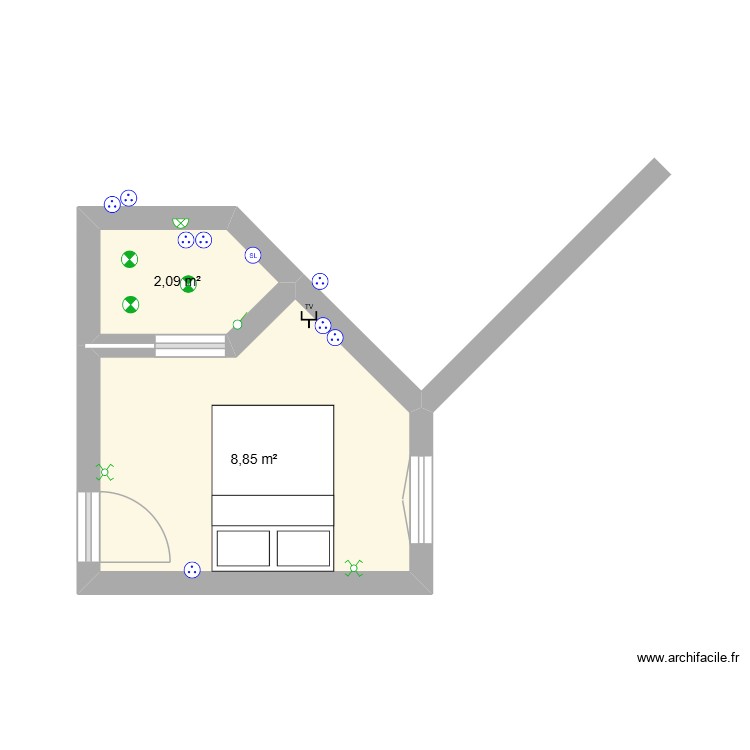 Electricit&eacute; chambre bas. Plan de 0 pièce et 0 m2