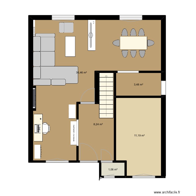 Salon 1. Plan de 5 pièces et 60 m2
