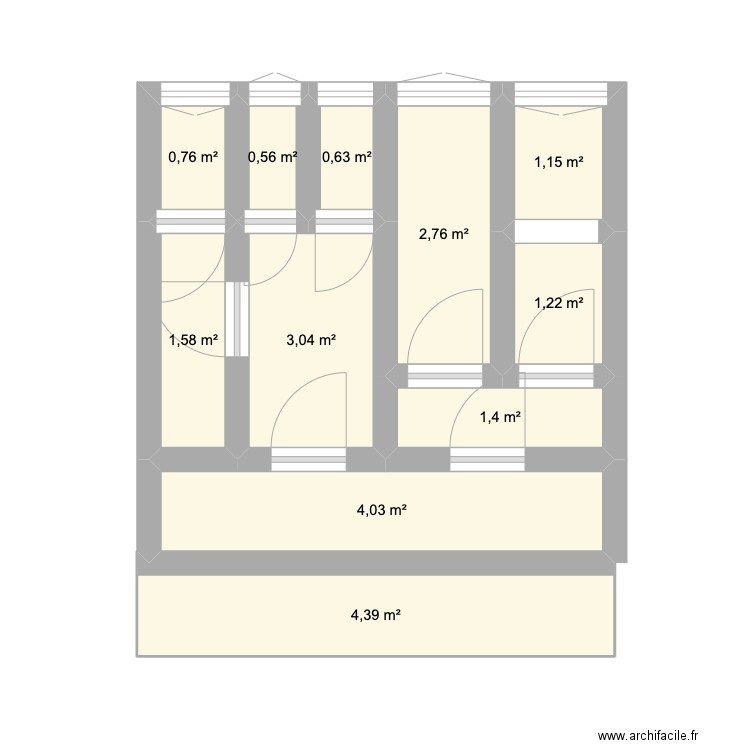 logements. Plan de 11 pièces et 22 m2