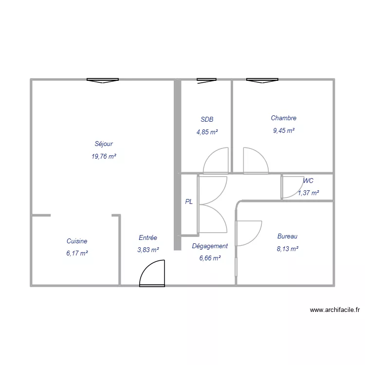 SATTA. Plan de 5  et 61 m²