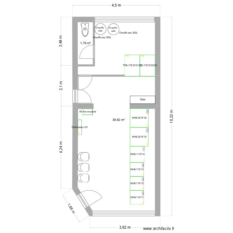M Guillaume. Plan de 2 pièces et 37 m2