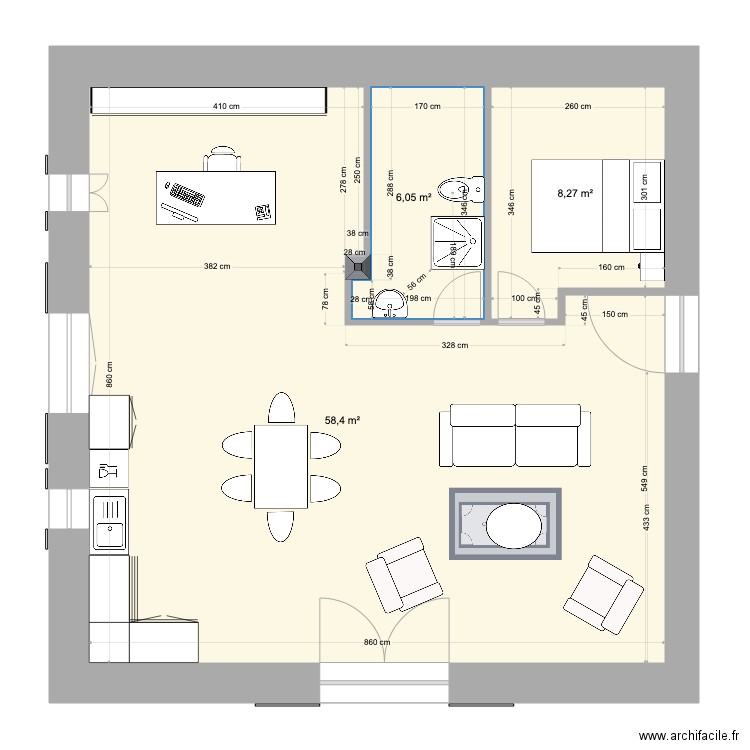 COMBLE version Variante 1 SDB . Plan de 0 pièce et 0 m2