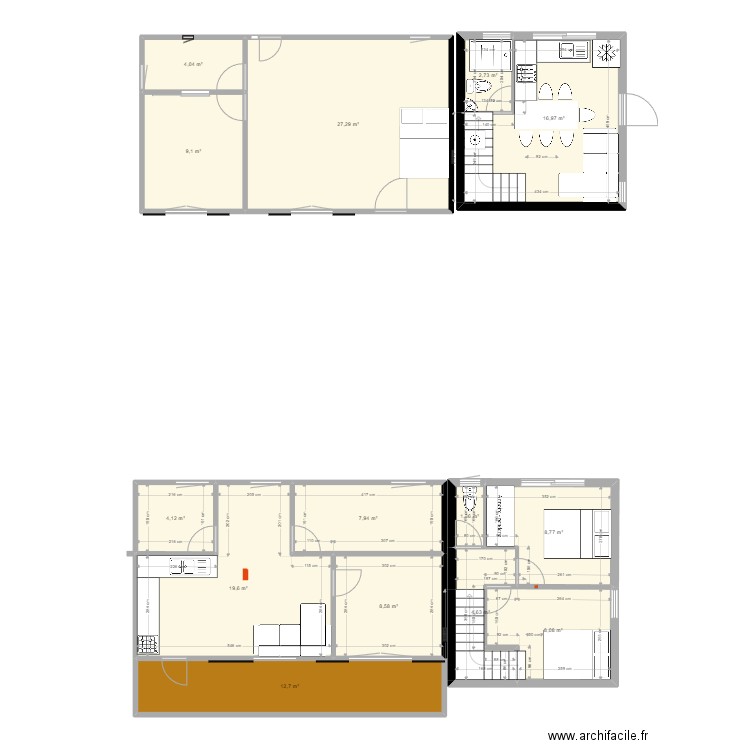 MAISONTRIANGULAIRE . Plan de 21 pièces et 184 m2