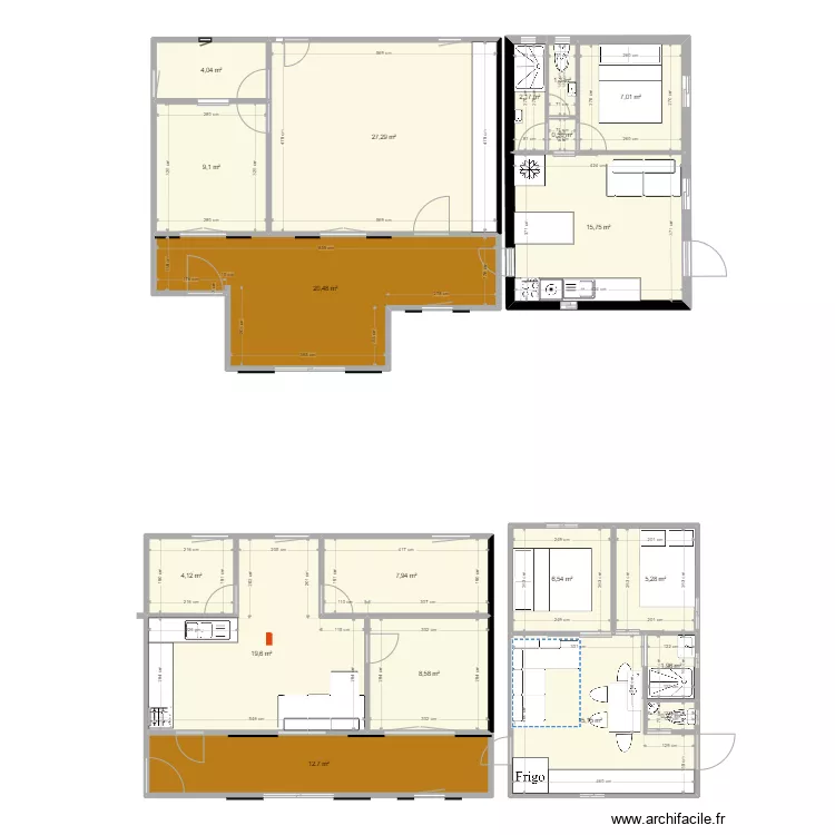 MAISONTRIANGULAIRE. Plan de 19  et 171 m²