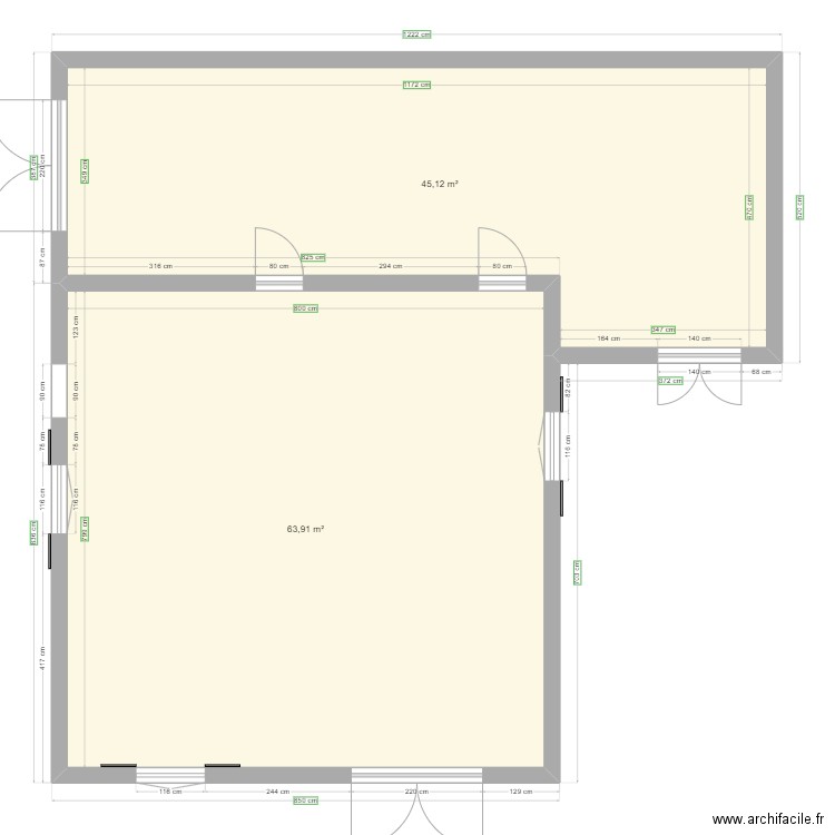 garage. Plan de 2 pièces et 109 m2