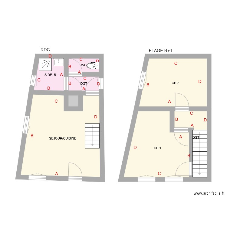 FROGER. Plan de 8 pièces et 47 m2