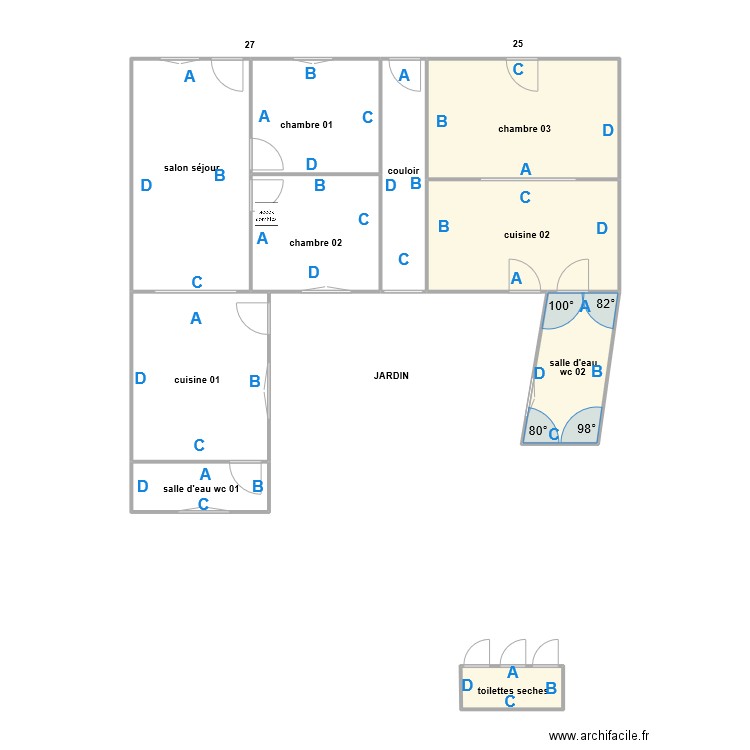 lenoir moutier PB v2. Plan de 10 pièces et 99 m2