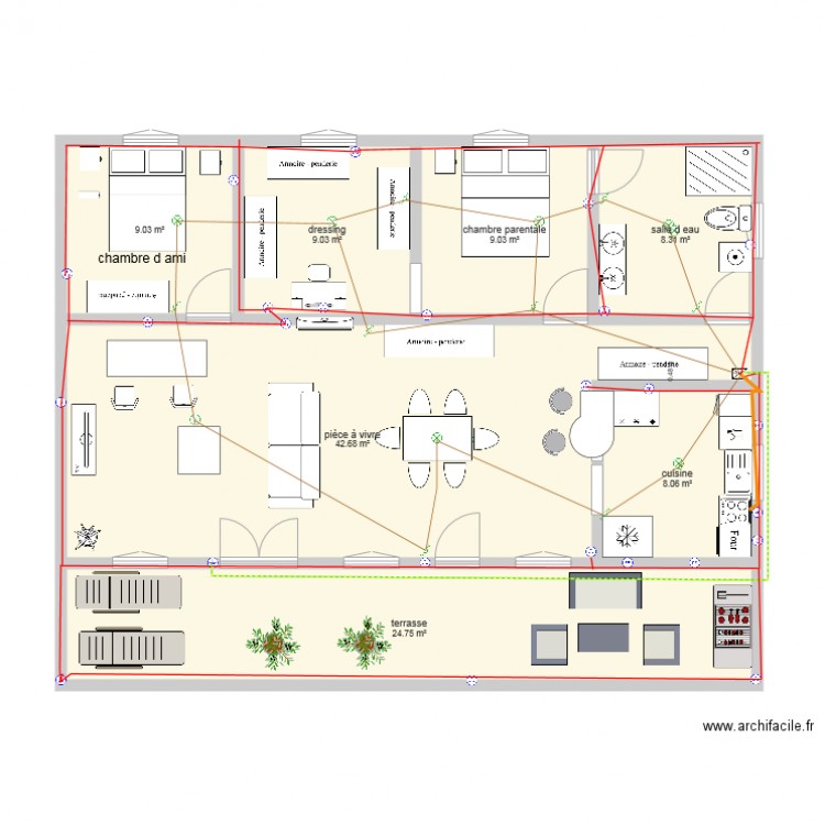 Projet cablage électrique. Plan de 0 pièce et 0 m2