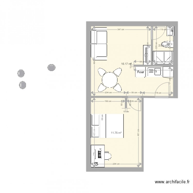 sebastopol rdc v2. Plan de 3 pièces et 31 m2