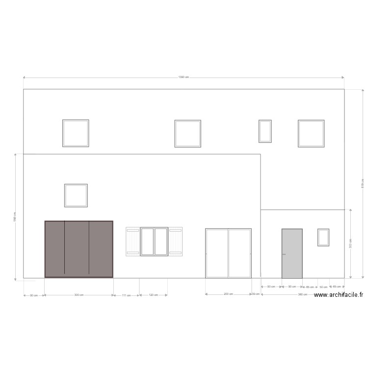 Façade. Plan de 0 pièce et 0 m2