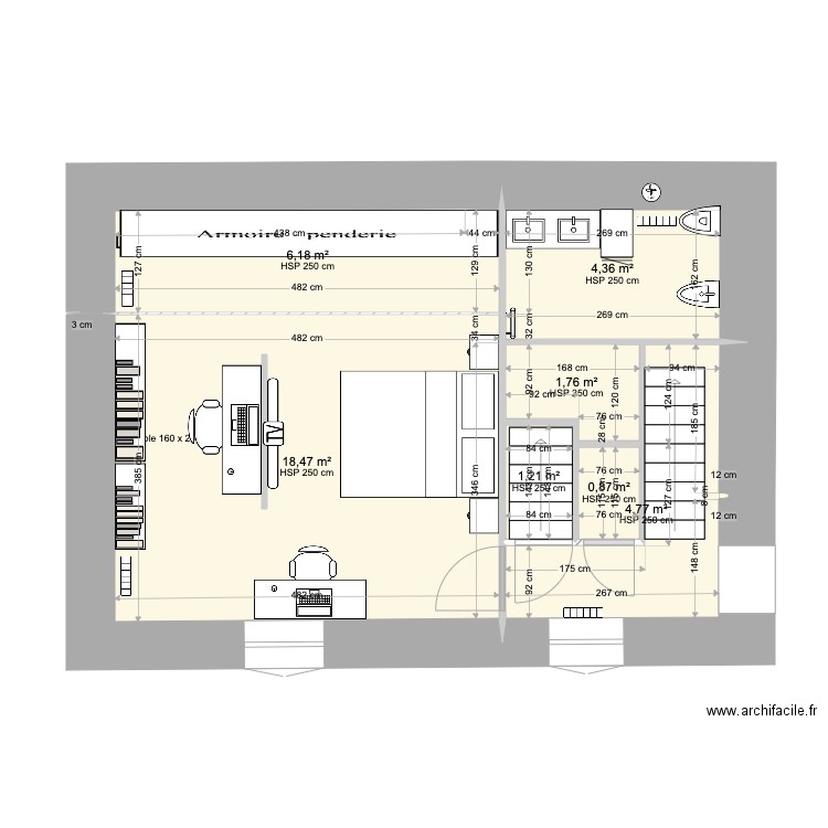 Sibinel 1er etage Janv23-2. Plan de 7 pièces et 106 m2