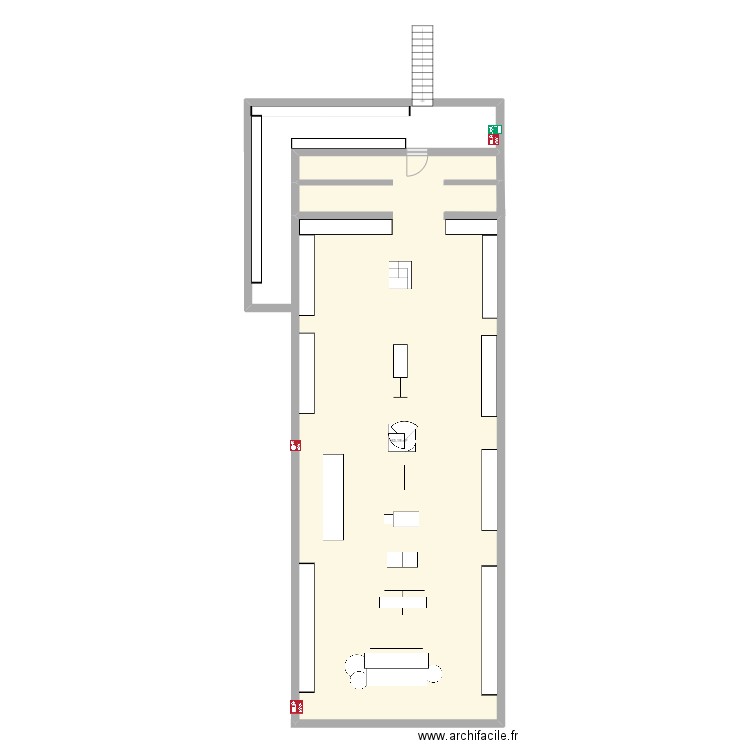 magasin. Plan de 1 pièce et 163 m2