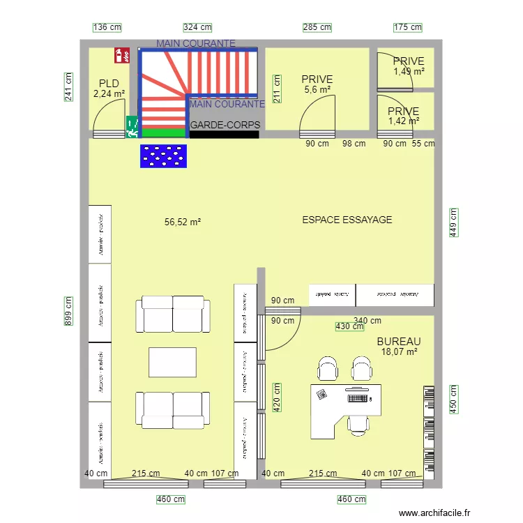 BEAUTY QUEENS PARIS R1 APRES TRAVAUX. Plan de 