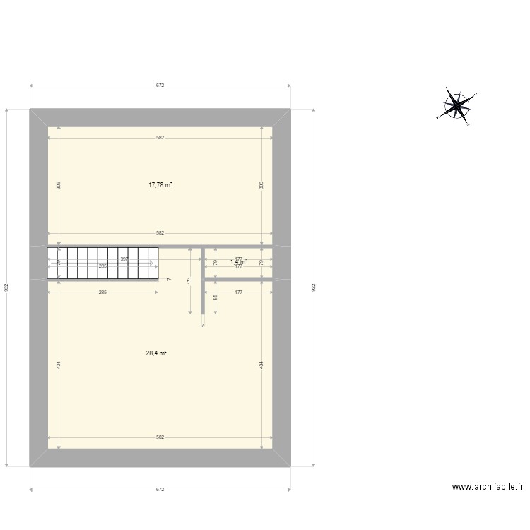 Savigny APS 4. Plan de 3 pièces et 48 m2