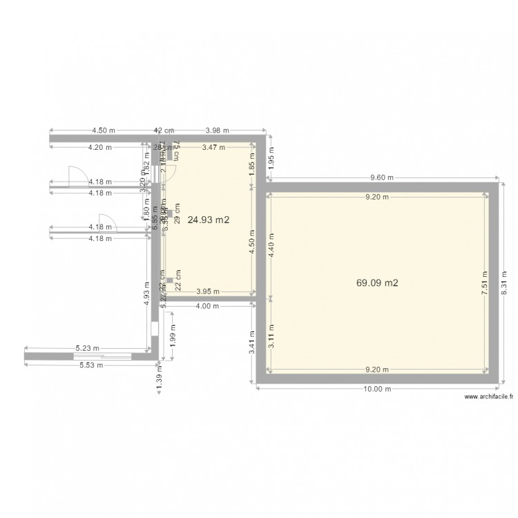 extensions avec garage en RDC et espace etage base. Plan de 0 pièce et 0 m2