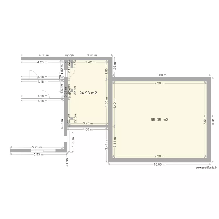 extensions avec garage en RDC et espace etage base. Plan de 