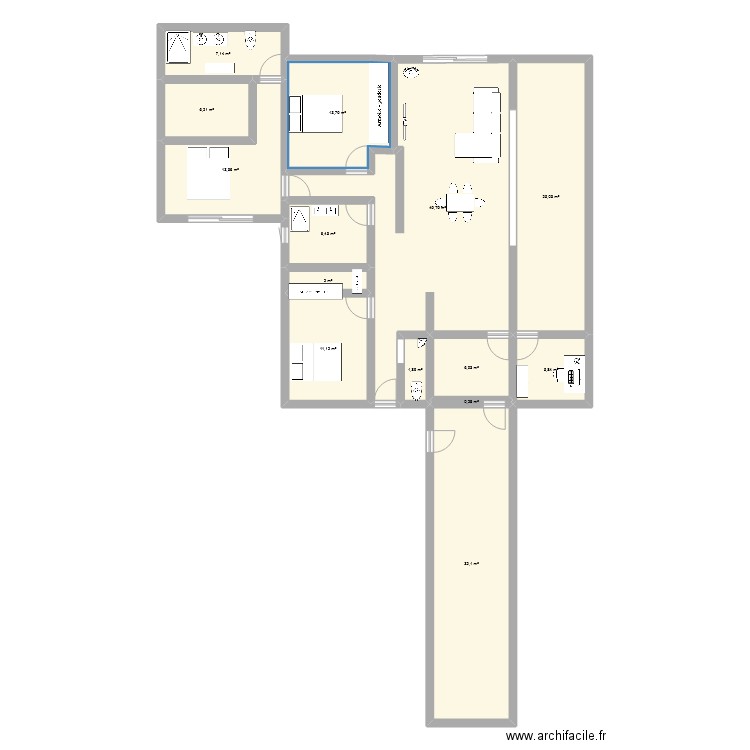 maison 2. Plan de 14 pièces et 181 m2