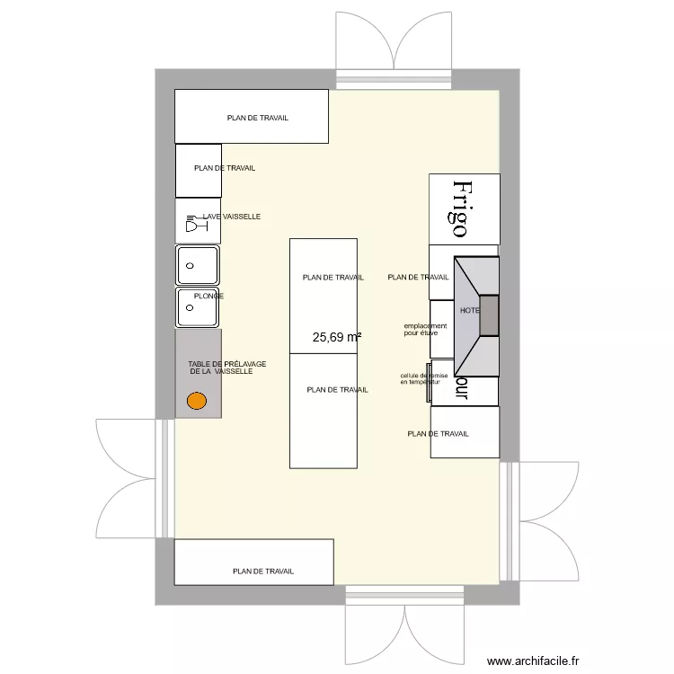 cuisine salle des fete  tramole OPTION3. Plan de 