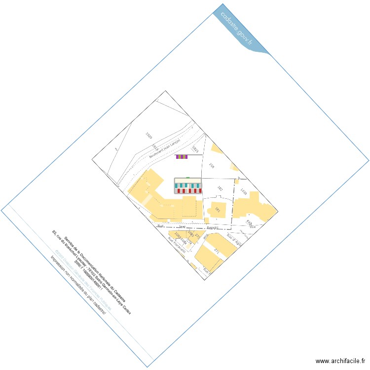 parking. Plan de 1 pièce et 396 m2