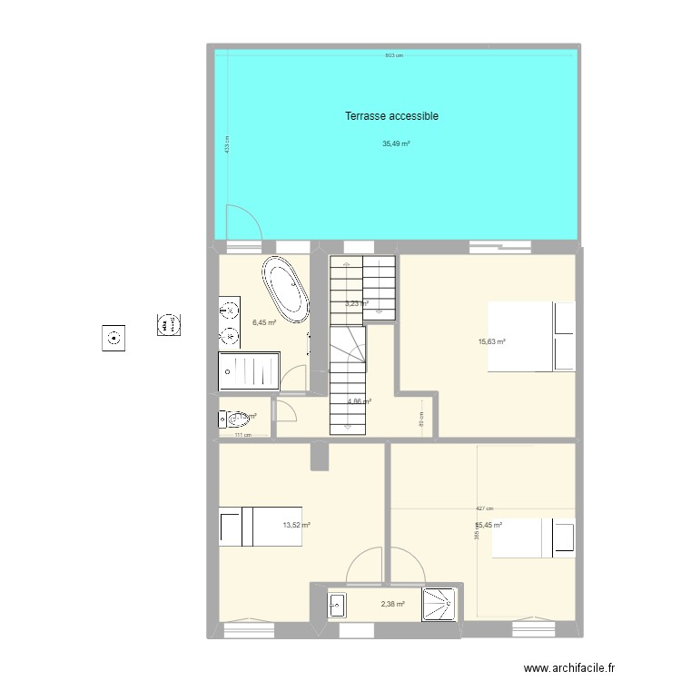 BE-ETAGE_Benoit_modif3. Plan de 9 pièces et 98 m2