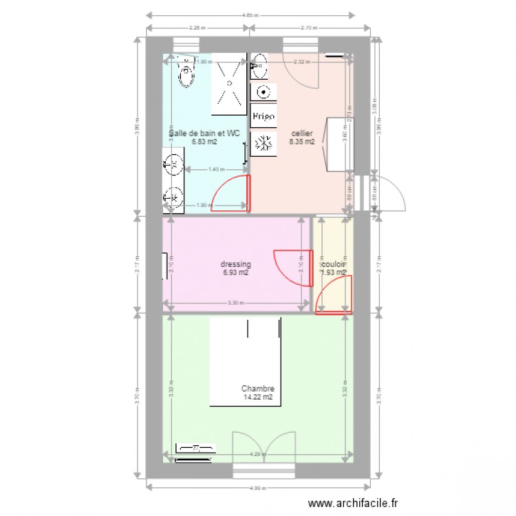 extension 4 pièces 38m habitables. Plan de 0 pièce et 0 m2