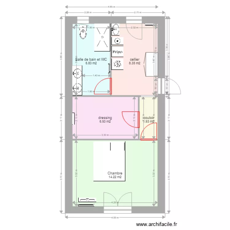 extension 4 pi&egrave;ces 38m habitables. Plan de 