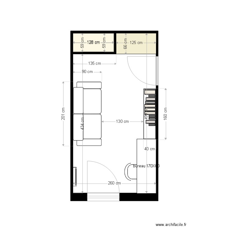 chambre 2 Bureau appartement DUPLAIX agencement 1. Plan de 0 pièce et 0 m2