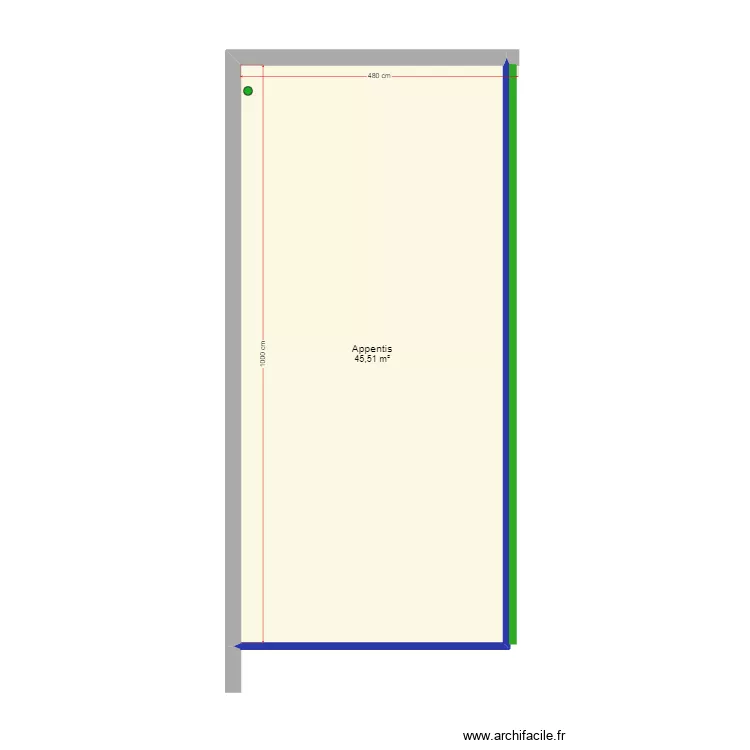 Appentis Atelier - Vu du dessus. Plan de Appentis Atelier - Vu du dessus. Plan de