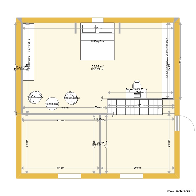 etage Chalet Moul. Plan de 3 pièces et 63 m2