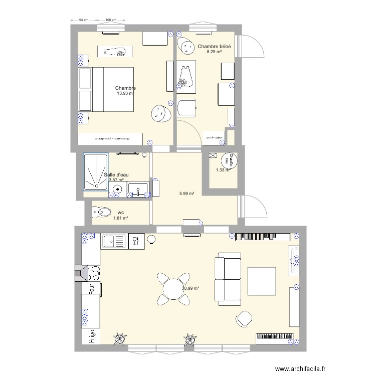 Appartement LP finalisé. Plan de 0 pièce et 0 m2