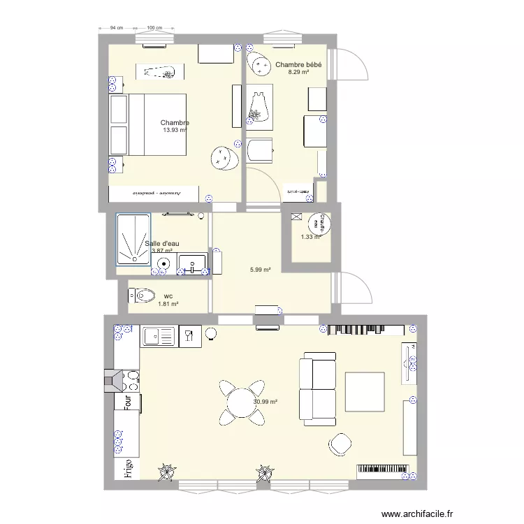 Appartement LP finalis&eacute;. Plan de 