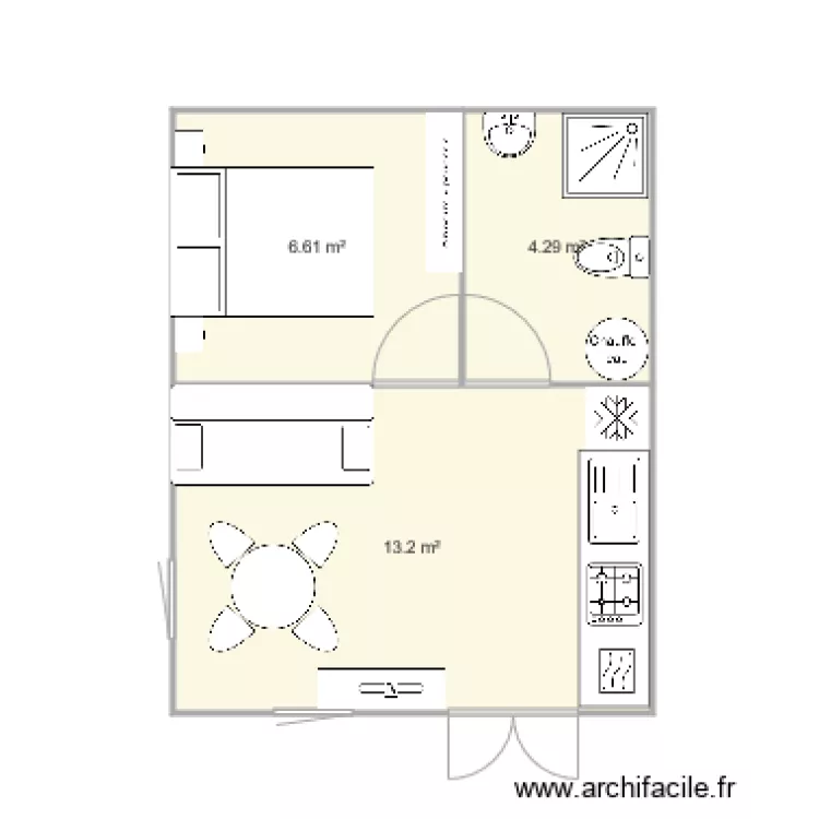chalet 25m2 V1. Plan de 