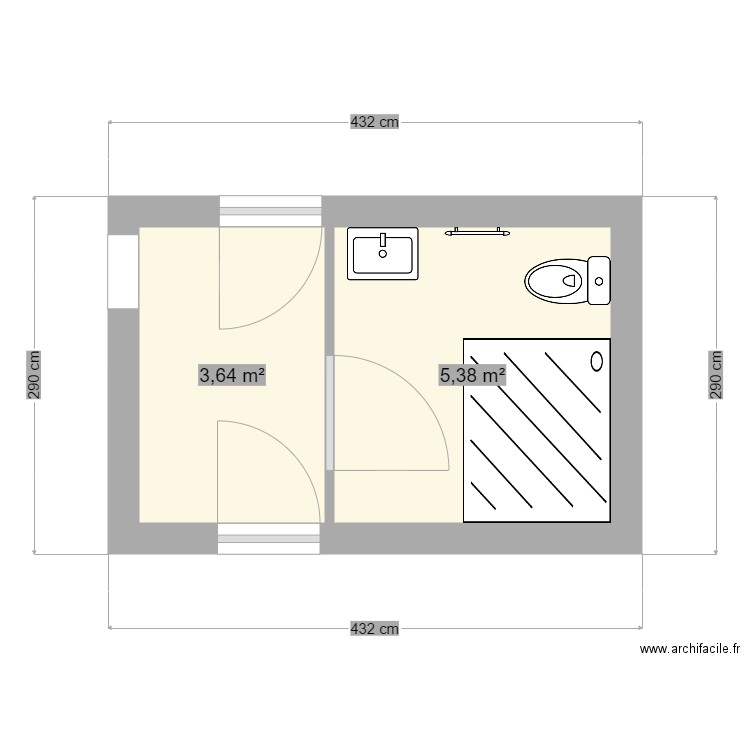 sdb vaux sur b1. Plan de 0 pièce et 0 m2
