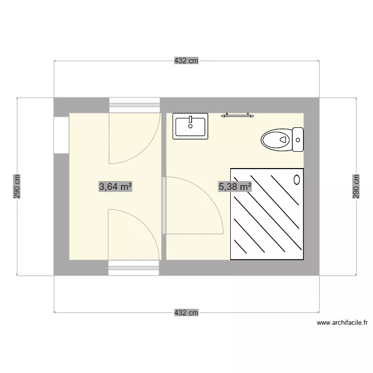 sdb vaux sur b1. Plan de 