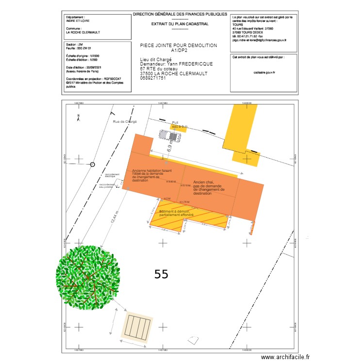 plan de Démolition Chargé. Plan de 0 pièce et 0 m2