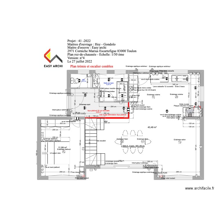 projet escalier combles Hey. Plan de 5 pièces et 67 m2