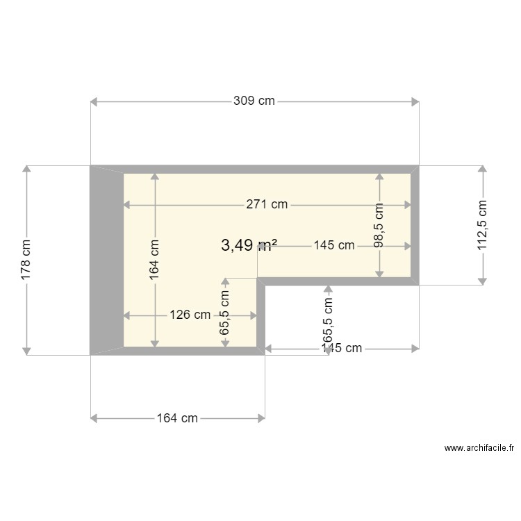 SdB 01. Plan de 1 pièce et 3 m2