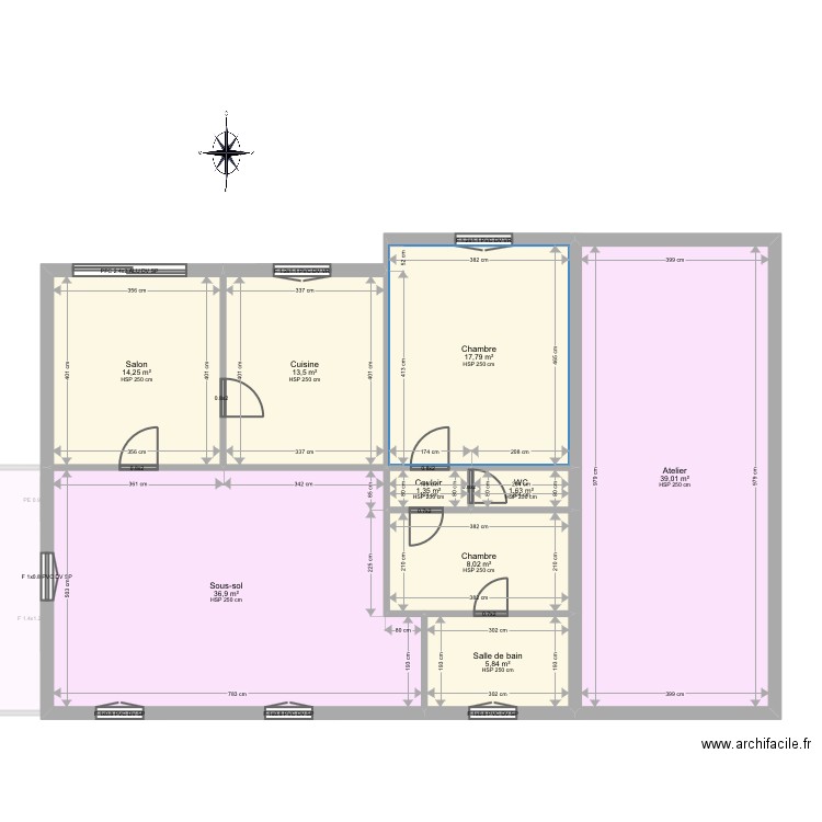 Perez. Plan de 19 pièces et 255 m2