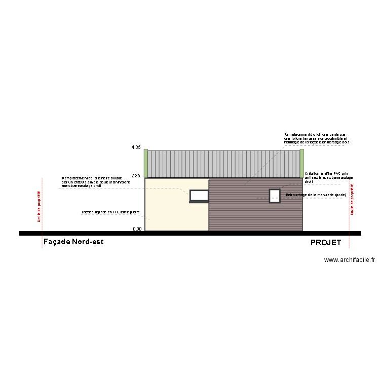 DP04a Façade Nord Est Projet. Plan de 0 pièce et 0 m2